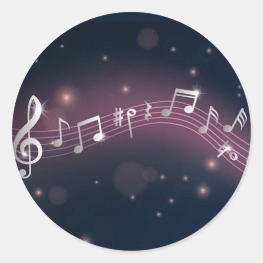 Muziekpatroon Ronde Sticker (Voorkant)
