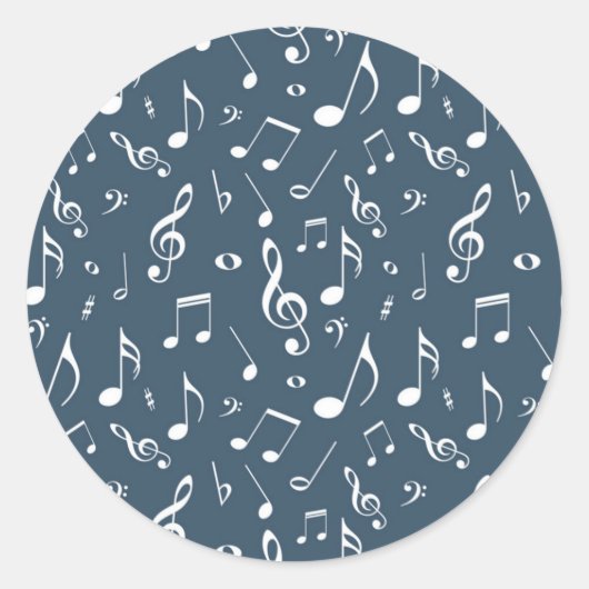 Muziekpatroon Ronde Sticker (Voorkant)