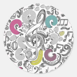 Muziekpatroon Ronde Sticker
