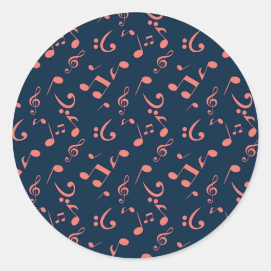 Muziekpatroon Ronde Sticker (Voorkant)