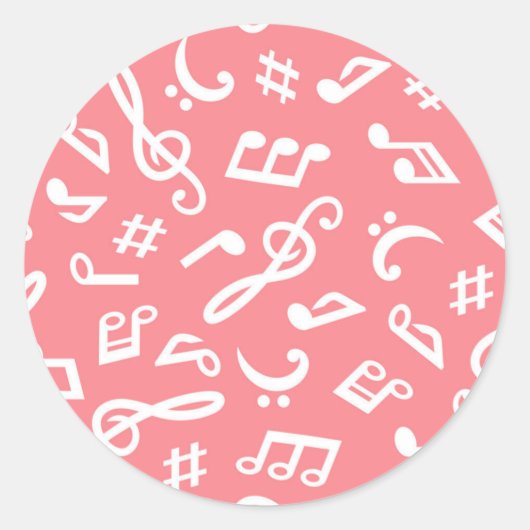 Muziekpatroon Ronde Sticker (Voorkant)