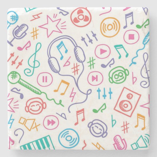 Muziekpatroon Stenen Onderzetter (Voorkant)