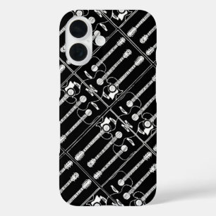 Muziekpatroon van gitaren iPhone 16 hoesje