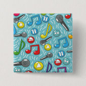 Muziekpatroon Vierkante Button 5,1 Cm (Voorkant)