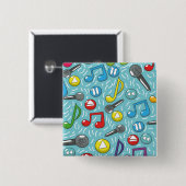 Muziekpatroon Vierkante Button 5,1 Cm (Voorkant /achterkant)