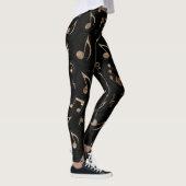 Muziekpatroon - zwart en goud leggings (Rechts)