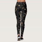 Muziekpatroon - zwart en goud leggings (Achterkant)