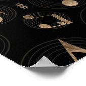 Muziekpatroon - zwart en goud poster (Hoek)