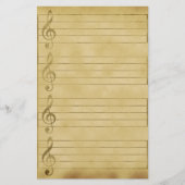 Muziekpersoneel Treble Clef Parchment Design Lined Briefpapier (Voorkant)
