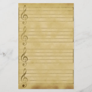 Muziekpersoneel Treble Clef Parchment Design Lined Briefpapier