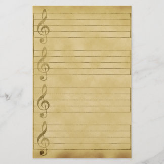 Muziekpersoneel Treble Clef Parchment Design Lined Briefpapier