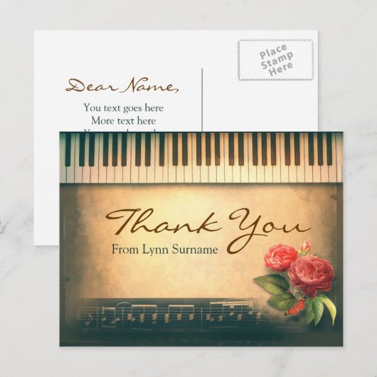 Muziekpiano  briefkaarten (Voorkant / Achterkant)