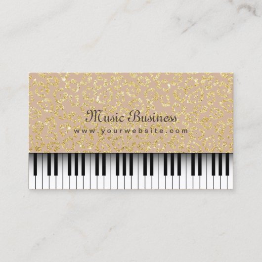 Muziekpiano Keys Gold Leopard Print Musical Visitekaartje (Voorkant)