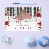 muziekpiano marsala waterverf bloemen flyer (Enkel)