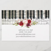 muziekpiano marsala waterverf bloemen ontwerpen flyer (Achterkant)