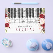 muziekpiano marsala waterverf bloemen ontwerpen flyer (Enkel)