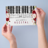 muziekpiano marsala waterverf bloemen ontwerpen flyer (Hand)