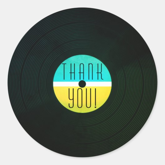 Muziekplaat bord vinyl  stijl ronde sticker (Voorkant)