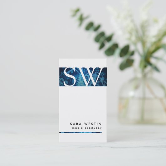 Muziekproducent Bold Stripe Monogram Visitekaartje (Staand voorkant)