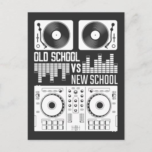 Muziekproducent DJ Old School Vinyl electro Techno Briefkaart (Voorkant)