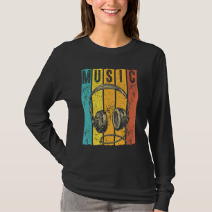Muziekproducent Dj Vintage Retro Hoofdtelefoon T-shirt