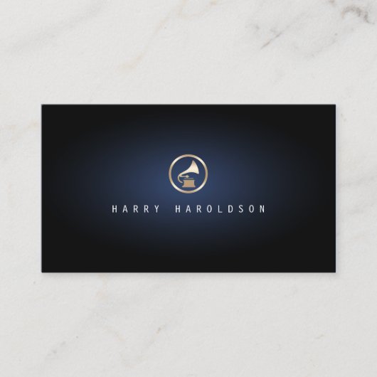 Muziekproducent Gramophone Icon Blue Glow Music Visitekaartje (Voorkant)