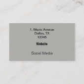 Muziekprofessional. Drums/Percussie. Visitekaartje (Achterkant)