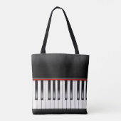muziekquote met pianotoetsenbord tote bag (Achterkant)