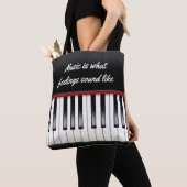muziekquote met pianotoetsenbord tote bag (Dichtbij)