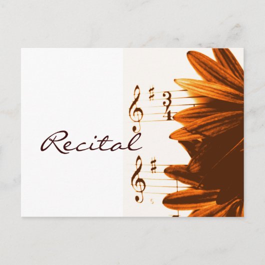 Muziekrecital uitnodigingskaarten in 3/4 maat uitnodiging briefkaart (Voorkant)