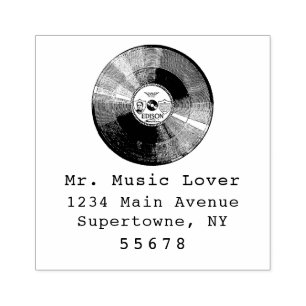 Muziekrecord Adres Terug Rubber Stempel
