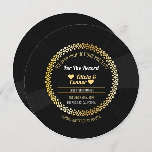 Muziekrecord | Leuke Bruiloft Save The Date (Voorkant / Achterkant)