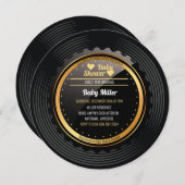 Muziekrecord | Retro-Baby shower Kaart (Voorkant / Achterkant)