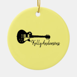 Muziekreis met rockgitaar keramisch ornament