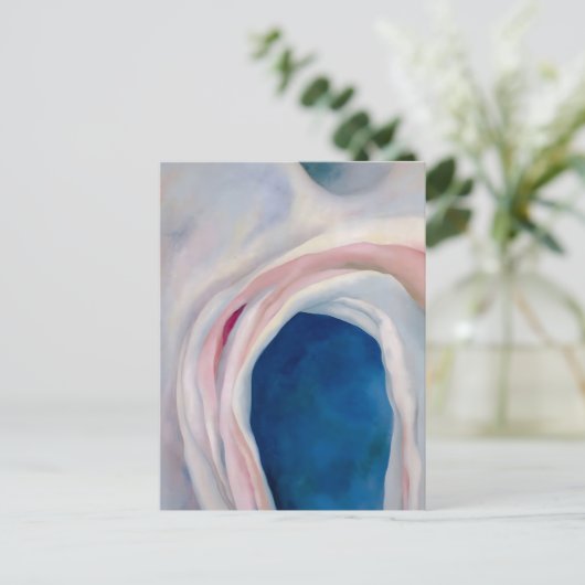 Muziekroze en blauw door O'Keeffe Briefkaart (Staand voorkant)