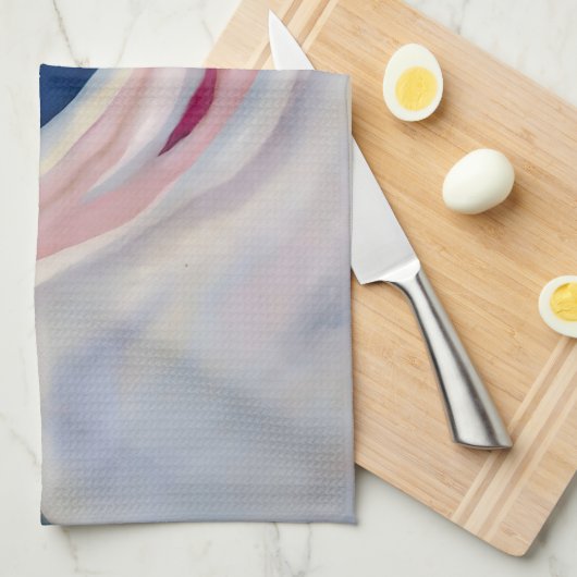 Muziekroze en blauw door O'Keeffe Theedoek (Quarter Fold)