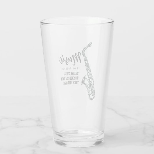 muzieksaxofone glas (Achterkant)