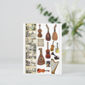 Muziekscènes en -instrumenten briefkaart (Staand voorkant)