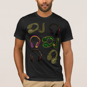Muziekschijf jockey hoofdtelefoon t-shirt