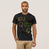 Muziekschijf jockey hoofdtelefoon t-shirt (Voorkant volledig)