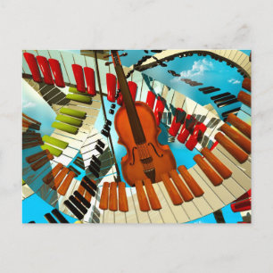 Muziekschilderijen Piano, elektrische gitaar, jazz Briefkaart
