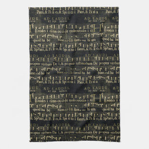 Muziekscore Oud Chalkboard-ontwerp Theedoek