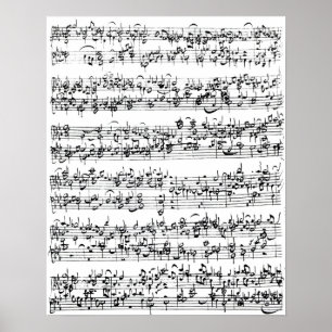 Muziekscore van Johann Sebastian Bach Poster