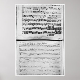 Muziekscore voor Telemann Suite voor twee Poster