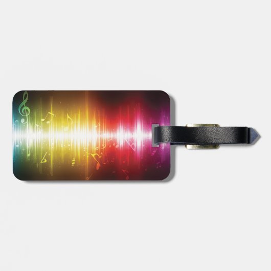 Muziekspectrum Soundwave Vibrant Audio Visualizer Bagagelabel (Achterkant horizontaal)