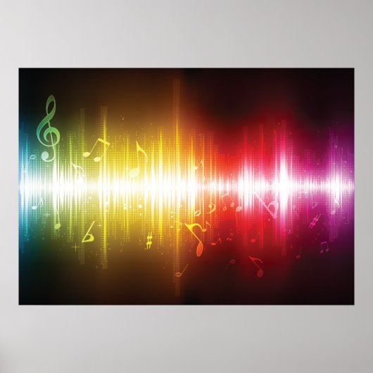 Muziekspectrum Soundwave Vibrant Audio Visualizer Poster (Voorkant)