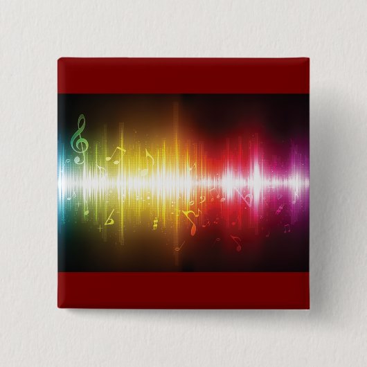 Muziekspectrum Soundwave Vibrant Audio Visualizer Vierkante Button 5,1 Cm (Voorkant)