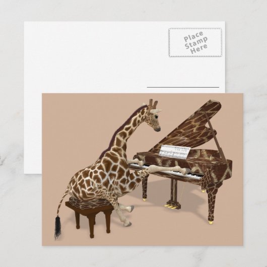 Muziekspeelster Piano Briefkaart (Voorkant / Achterkant)