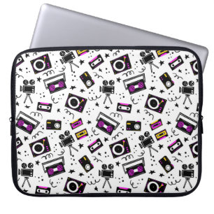Muziekspeler, bandrecorder, videoband, filmcamera, laptop sleeve