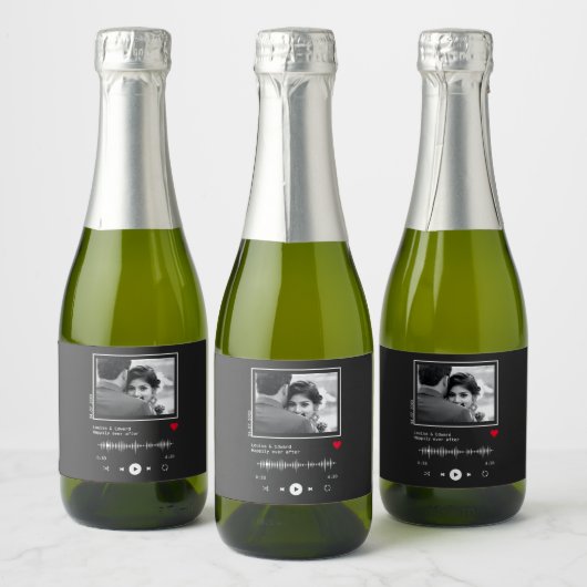 Muziekspeler bruiloft sparkling wijnetiket (Flessen)